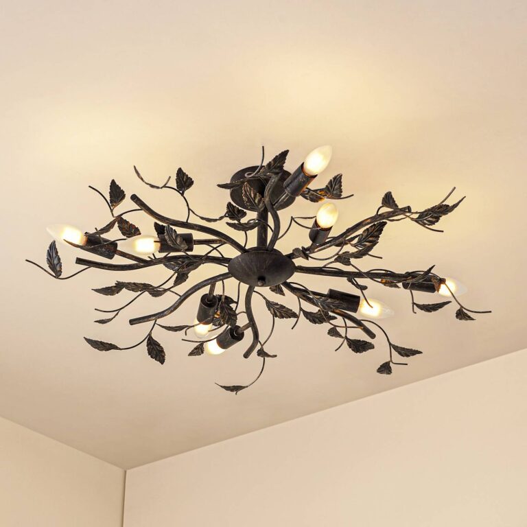 Lindby Lámpara de techo Lindby Yos, 8 luces, 85 cm, negro y dorado, E14