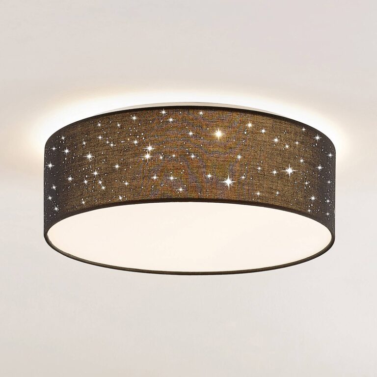 Lindby Lámpara LED de techo Ellamina de Lindby, 40 cm, negra, texti