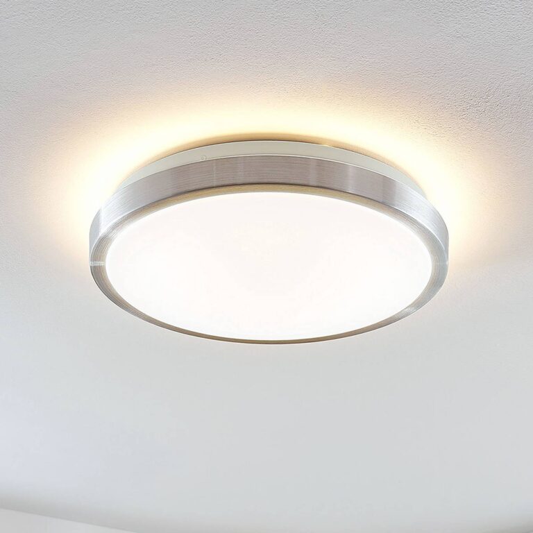 Lindby Lámpara LED de techo Emelie de Lindby, Ø 35 cm, color aluminio, meta