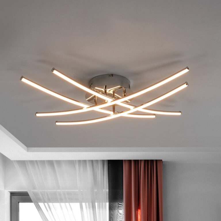 Lindby Lámpara LED de techo Yael de Lindby, color cromo, metal, 67 cm de largo