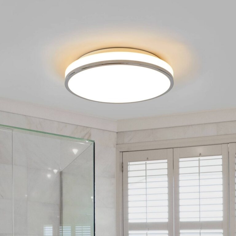 Lindby Plafón LED Lindby Lyss, Ø 34 cm, color cromado, IP44