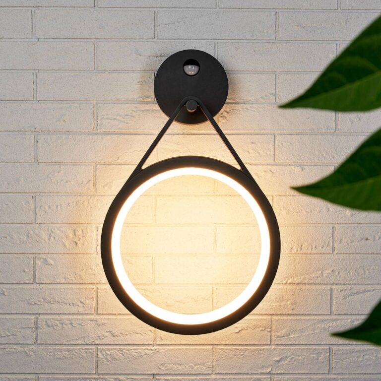 Lucande Aplique LED para exterior Mirco con sensor, anillo