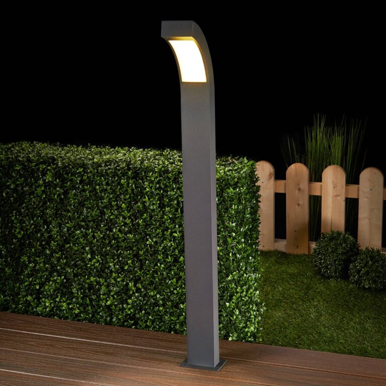 Lucande Bolardo luminoso LED Lennik, 100 cm, antracita, meta
