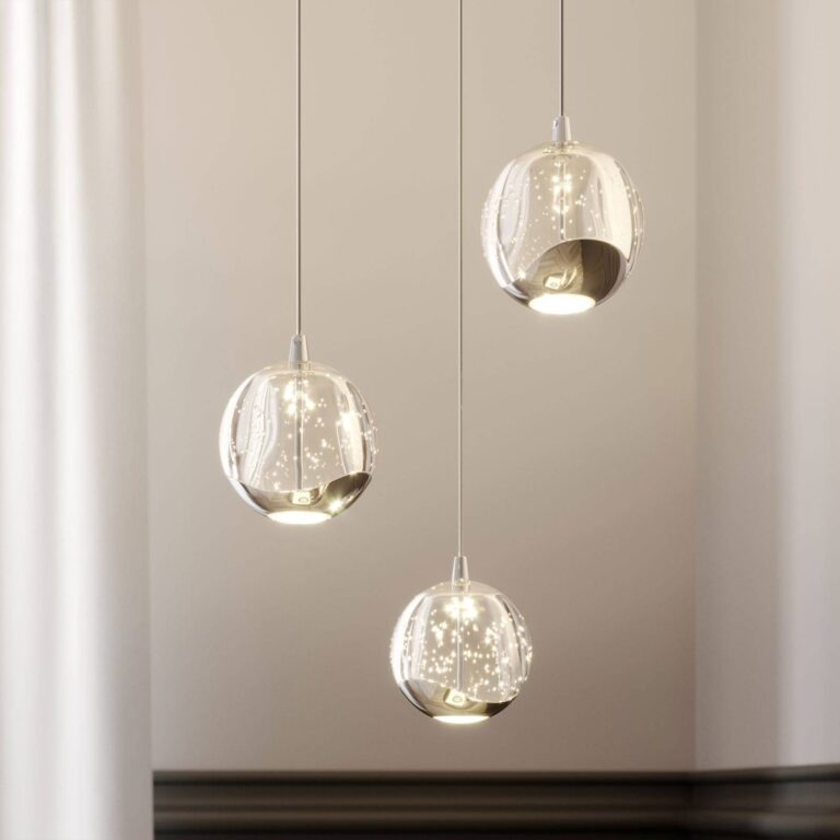 Lucande Lámpara colgante LED Hayley, Ø 25 cm, 3 luces, cromo, crista