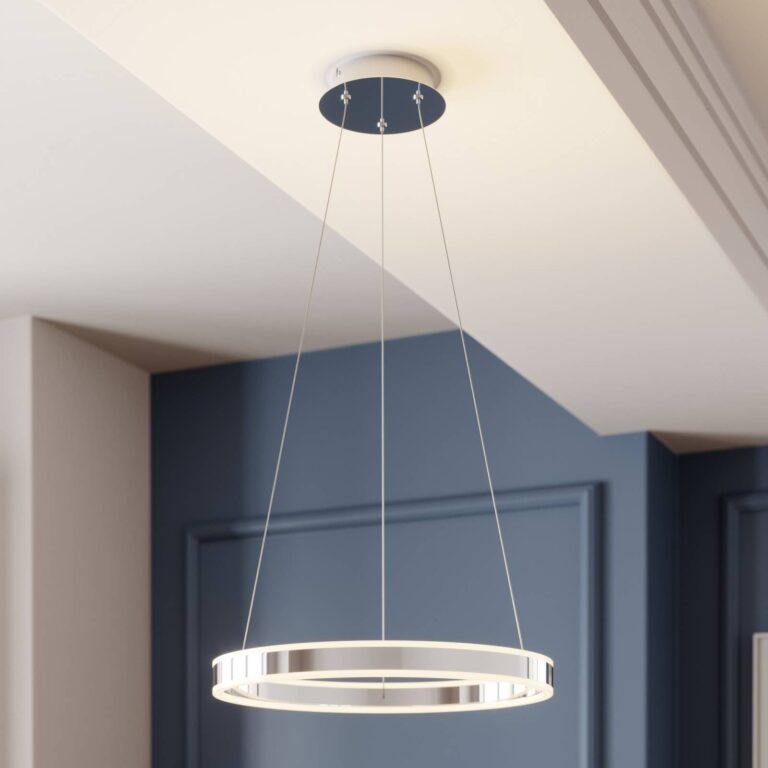 Lucande Lámpara colgante LED Lyani, Ø 50 cm, cromo, atenuable