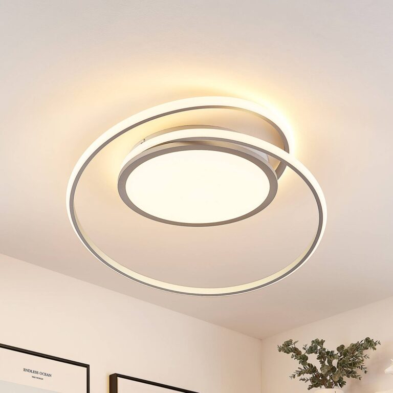 Lucande Lámpara LED de techo Noud, 65 cm, plata, metal, CCT