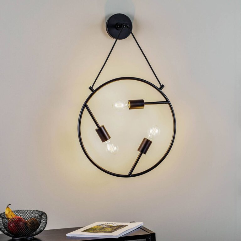 Lucande Linnard aplique de pared de acero, 3 luce