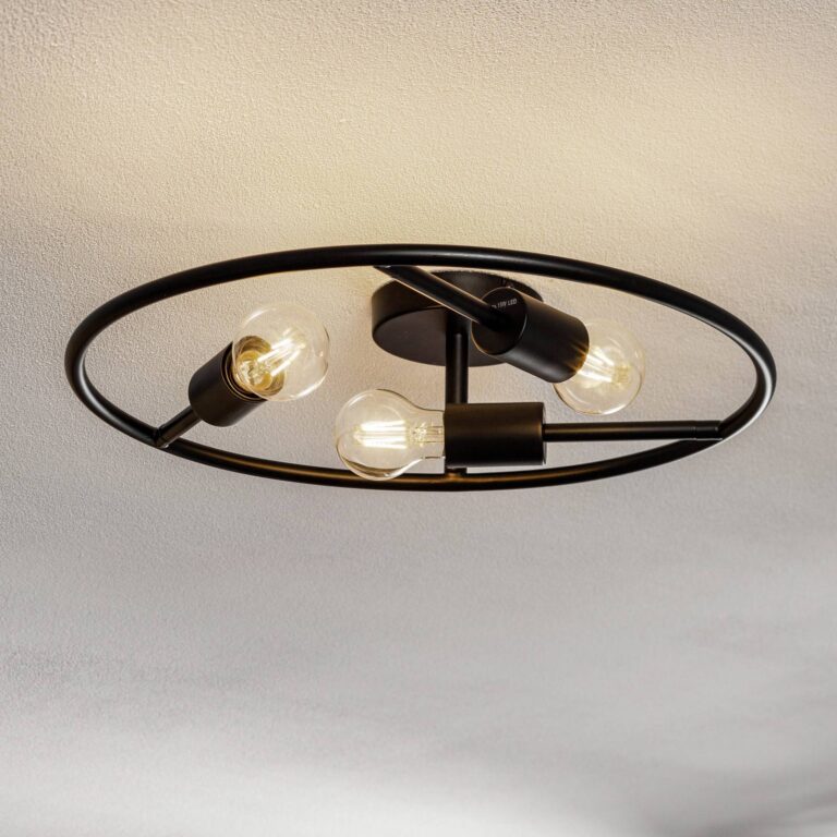 Lucande Linnard plafón de acero, 3 luce