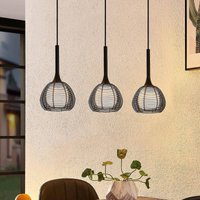Lucande Tetira colgante, 3 luces, largo, negro