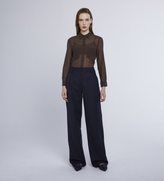 Marella para mujer. 2423136022200 Pantalón Bananas marino (42), Casual, Poliéster