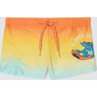 Maui Slip De Baño Multicolor Infantil En Tejido Elástico Con Estampado, Niño, Naranja/Azul Cielo, Talla: 5-6