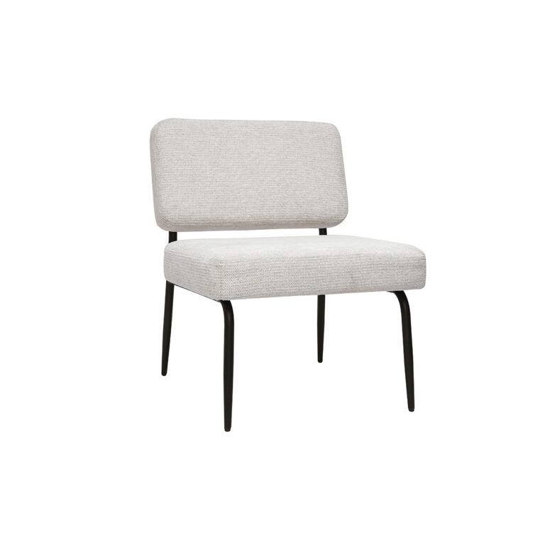Miliboo Sillón de tela chenilla beige y metal negro VEDANA