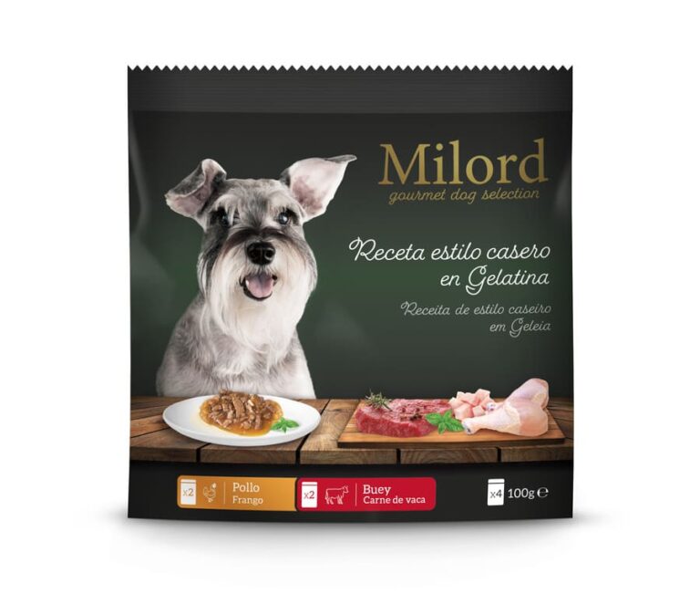 Milord 24 sobres x 100 g Milord Adult Receta estilo casero en Gelatina con Pollo y Buey sobres para perros ¡Pack ahorro!