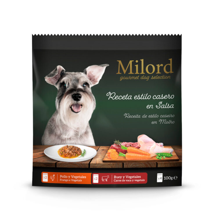 Milord 24 sobres x 100 g Milord Estilo Casero en Salsa Buey y Pollo Sobres para perros ¡Pack ahorro!