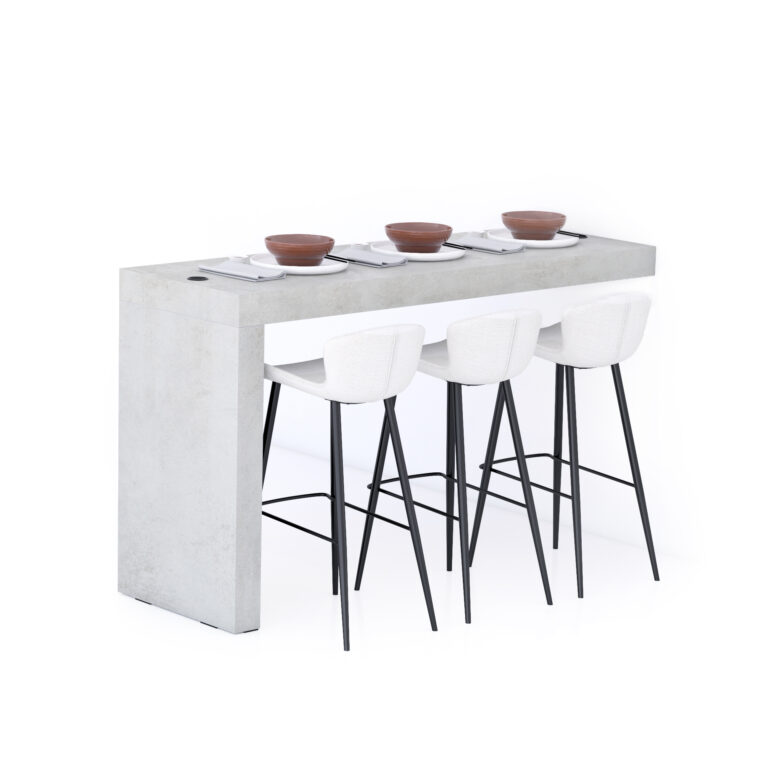 Mobili Fiver Península Evolution 180x60, Cemento Gris con cargador inalámbrico