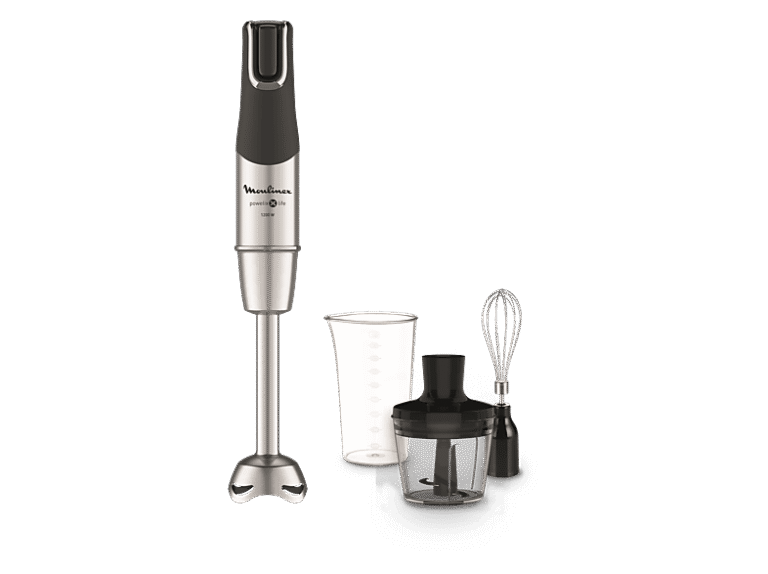 Moulinex Batidora de mano - Moulinex Powelix Life DD953D, 3 en 1, 1200 W, Tecnología Powelix, 4 Cuchillas, Velocidad Gradual, Acces. Incluidos, Acero