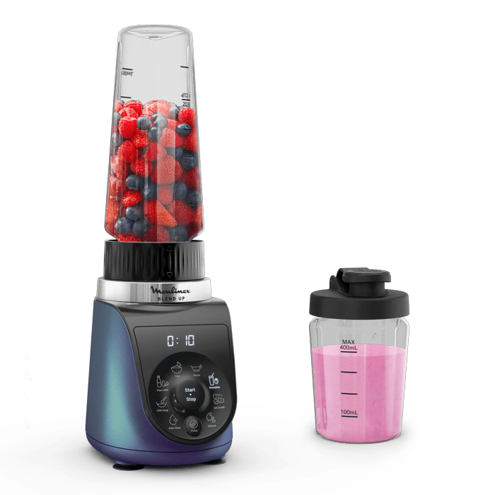 Moulinex Blend Up, Batidora personal, 1000 W de potencia, 8 Programas Automáticos, Color Azu