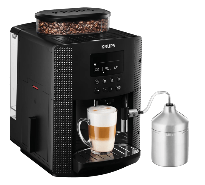 Moulinex Essential, Cafetera Superautomática, Digital, Espumador de leche, Negra