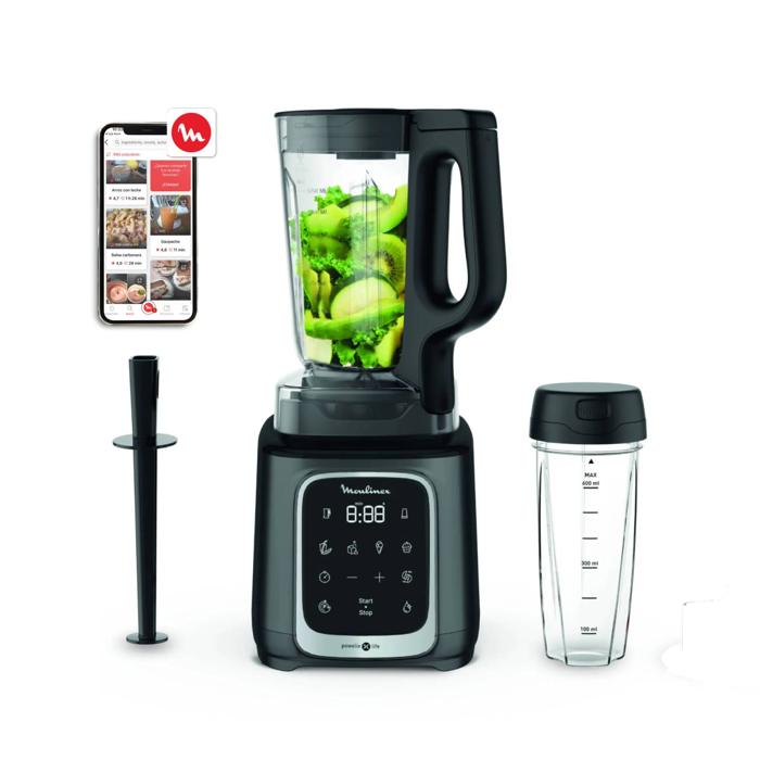 Moulinex Infiny Mix+, Batidora de Vaso, 1600W, 5 programas, Negra