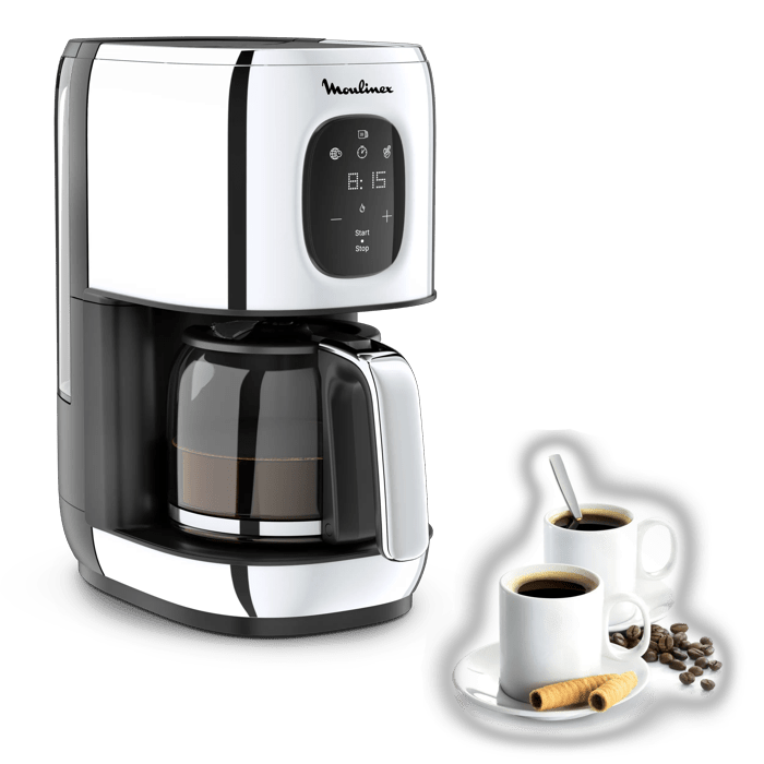 Moulinex Majestuo Cafetera de Filtro, 10 Tazas, Pantalla Táctil, Blanca