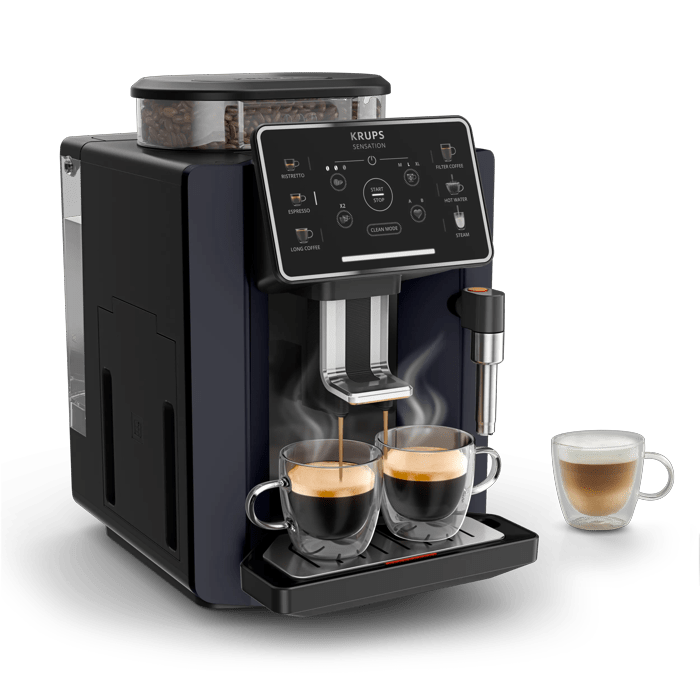 Moulinex Sensation, Cafetera Superautomática, Panel táctil, 5 recetas automáticas, Espumador de leche