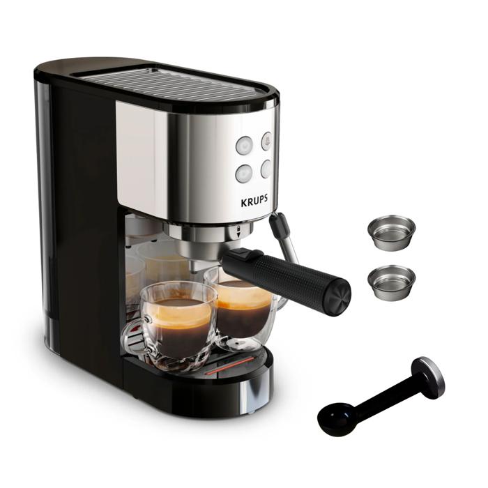 Moulinex Virtuoso Essential, Cafetera espresso de bomba, 15 bares, Inox