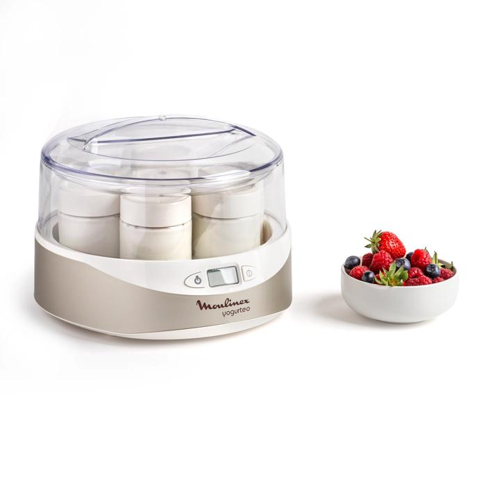 Moulinex Yogurteo, Yogurtera, 7 tarrinas de 160 ml, Parada Automática, Plata