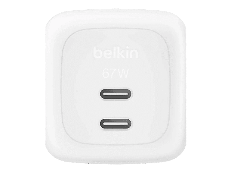 Móvil BELKIN Cargador de pared - Belkin WCH020KQWH, Universal, 2x USB-C, 67W, Carga Rápida, Blanco