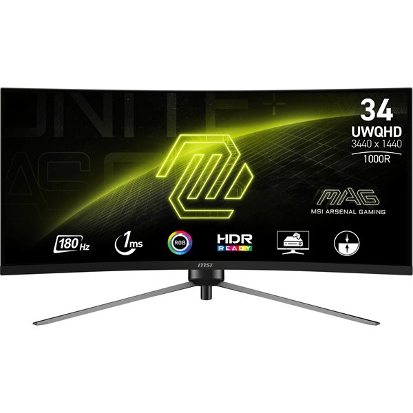 Msi Monitor Msi Mag 345Cqr 34" Va 3440 X 1440 Hdmi 1Ms 180Hz Curvo