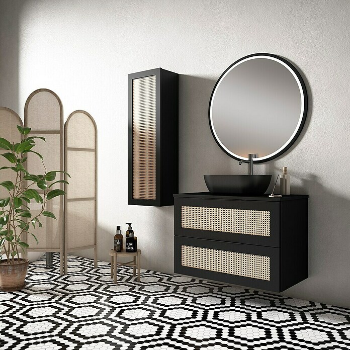Mueble de lavabo Akua (Ancho: 100 cm, Negro, Montaje en la pared)