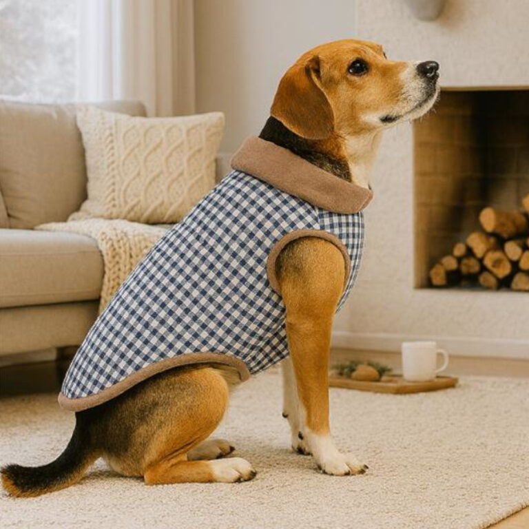 Outech Abrigo Estampado Vichy Azul para perro