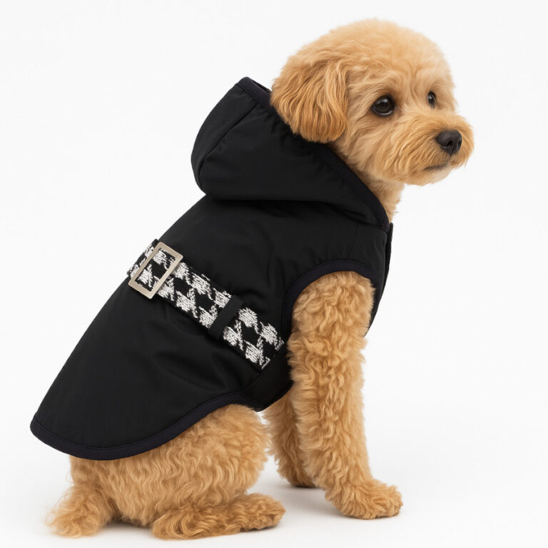Outech Abrigo Negro con Cinturon para perro