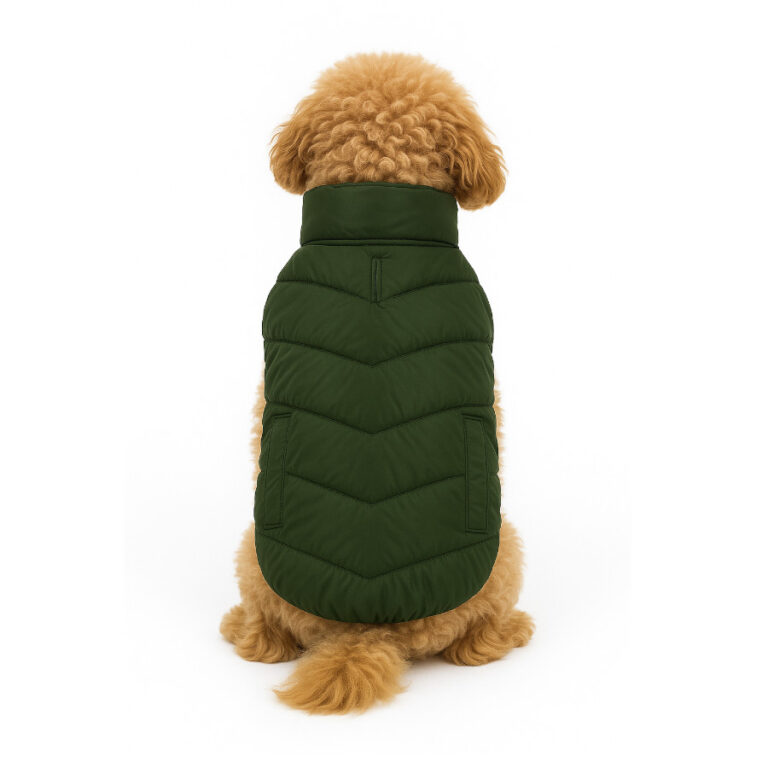 Outech Puffer verde con bolsillos para perro