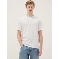 Ovs Camiseta Blanca De Manga Corta Ajuste Regular Con Cuello Serafino, Hombre, Blanco suave, Talla: