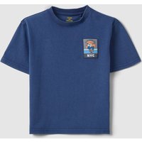 Ovs KIDS, Camiseta Azul De Niño Regular Fit De Algodón Puro Con Parche, Niño, Azul océano, Talla: 5-6