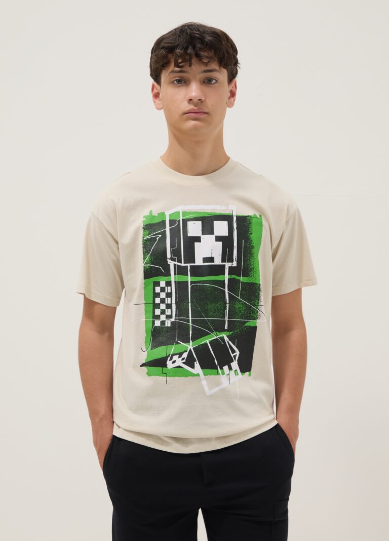 Ovs KIDS Camiseta Beige De Algodón Puro Para Chico Con Ajuste Relajado Y Estampado, Niño, Arena, Talla: 13-14