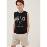 Ovs KIDS, Conjunto Azul Y Beige De Algodón Puro Con Camiseta Sin Mangas Y Short, Niño, Negro/Beige, Talla: 10-11