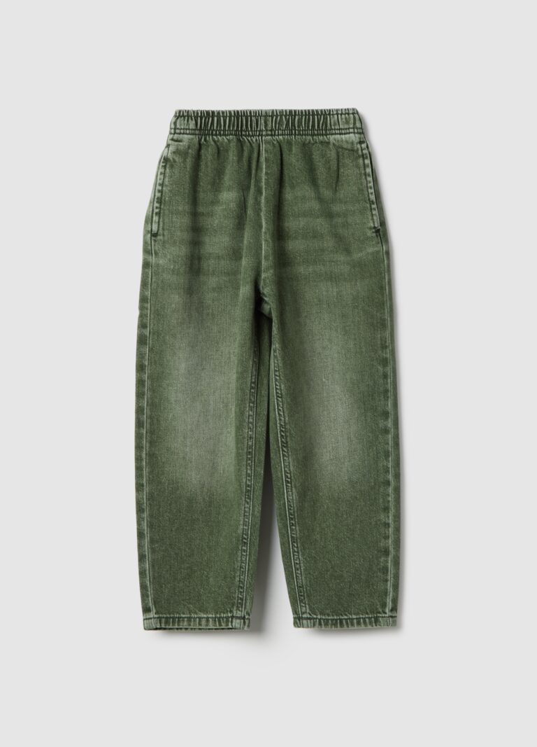 Ovs KIDS Pantalones Baggy De Niños En Algodón Puro Verde, Niño, Verde oscuro, Talla: 5-6