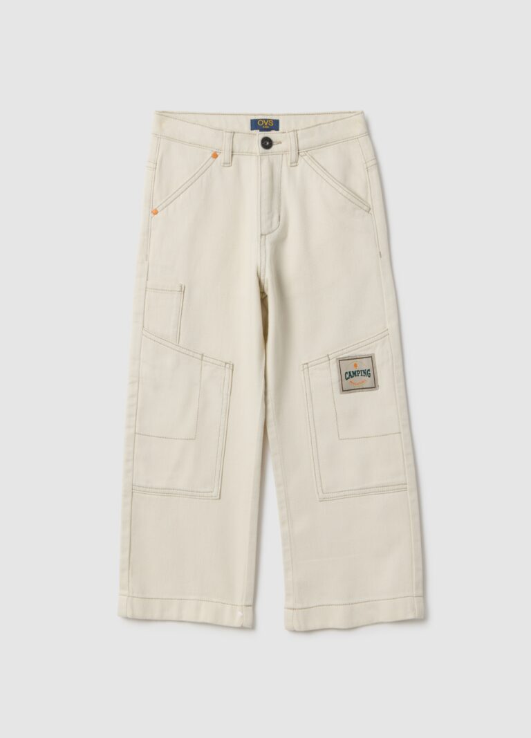 Ovs KIDS Pantalones Beige De Algodón Para Niño, Niño, Beige, Talla: 4-5