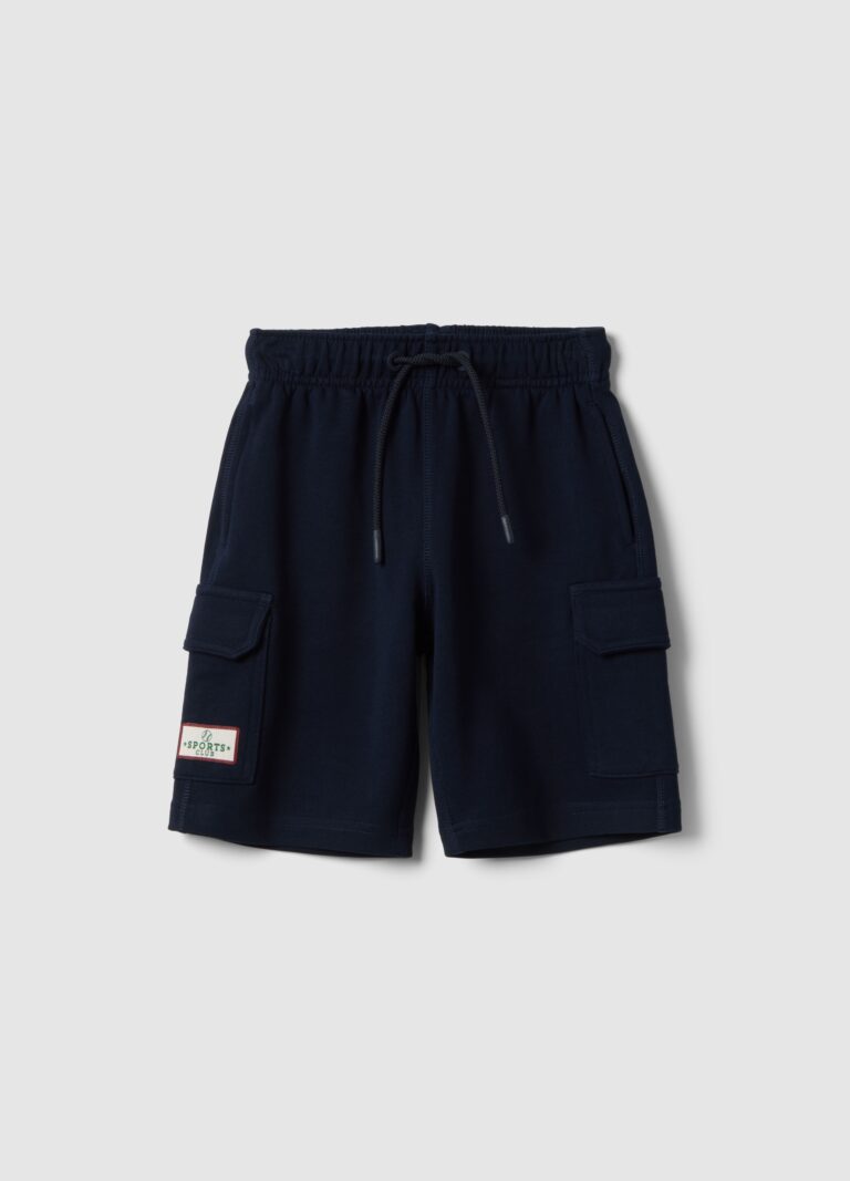 Ovs KIDS, Short Azul De Algodón 100% Para Niño, Corte Regular Y Cintura Elástica, Niño, Azul oscuro, Talla: 5-6