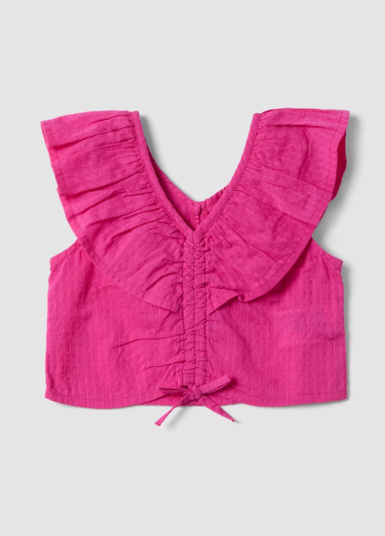 Ovs KIDS Top Rosa De Algodón Puro Con Volantes, Niña, Rosa, Talla: 8-9