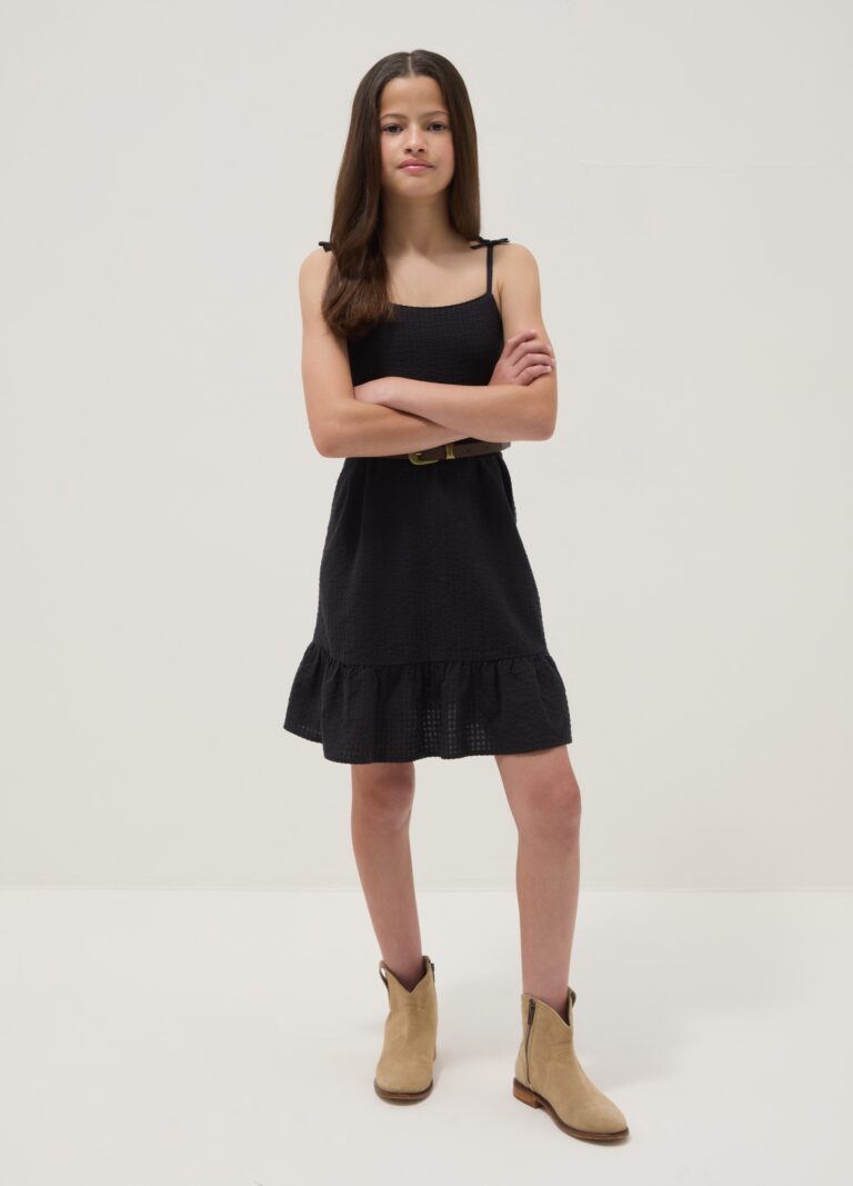 Ovs KIDS Vestido Negro De Puro Algodón Con Tirantes Finos, Niña, Negro, Talla: 10-11