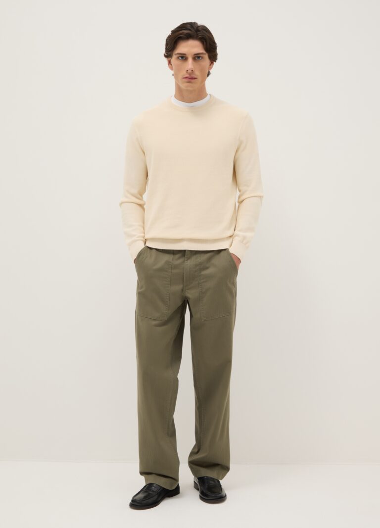 Ovs Pantalón Chino Verde De Ajuste Regular En Algodón Puro, Hombre, Verde Oliva, Talla: 48