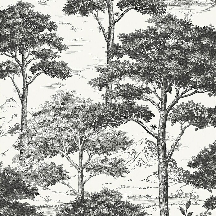 Papel pintado Arboles B&N (Blanco/Negro, 10 x 0,53 m)