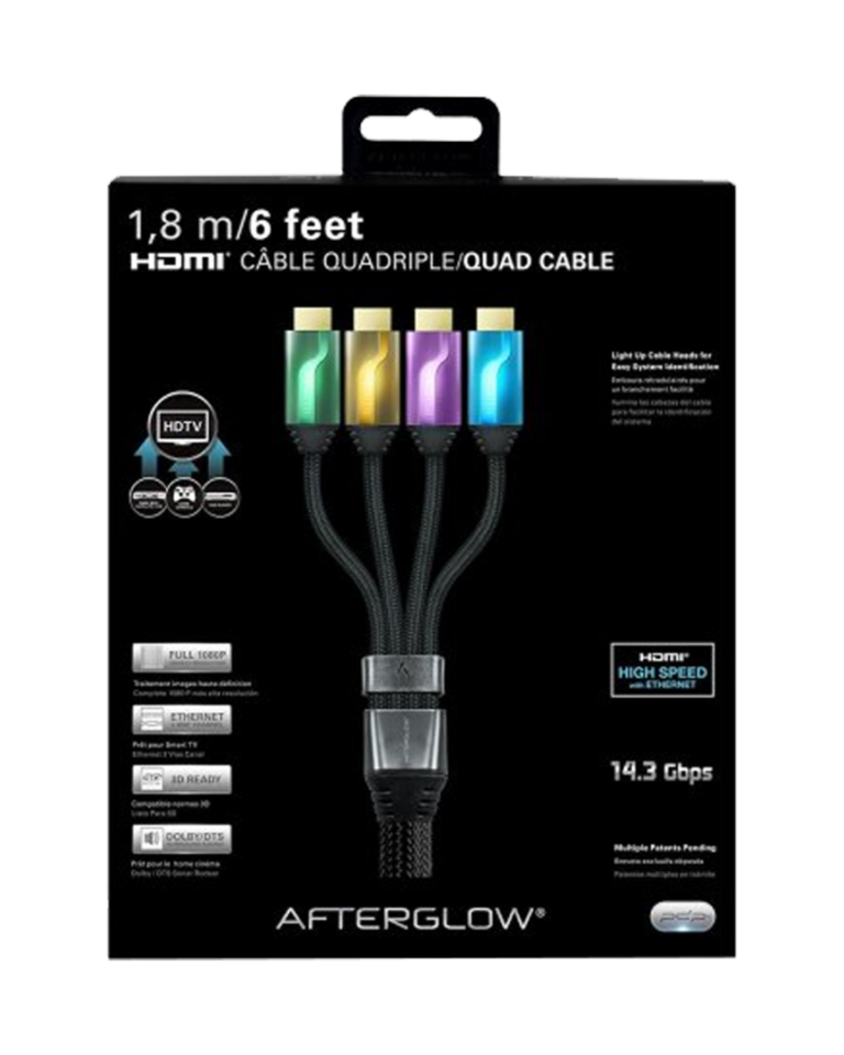 Pdp Set de 4 Cables HDMI 6' AfterGlow (Verde/Dorado/Lila/Azul)