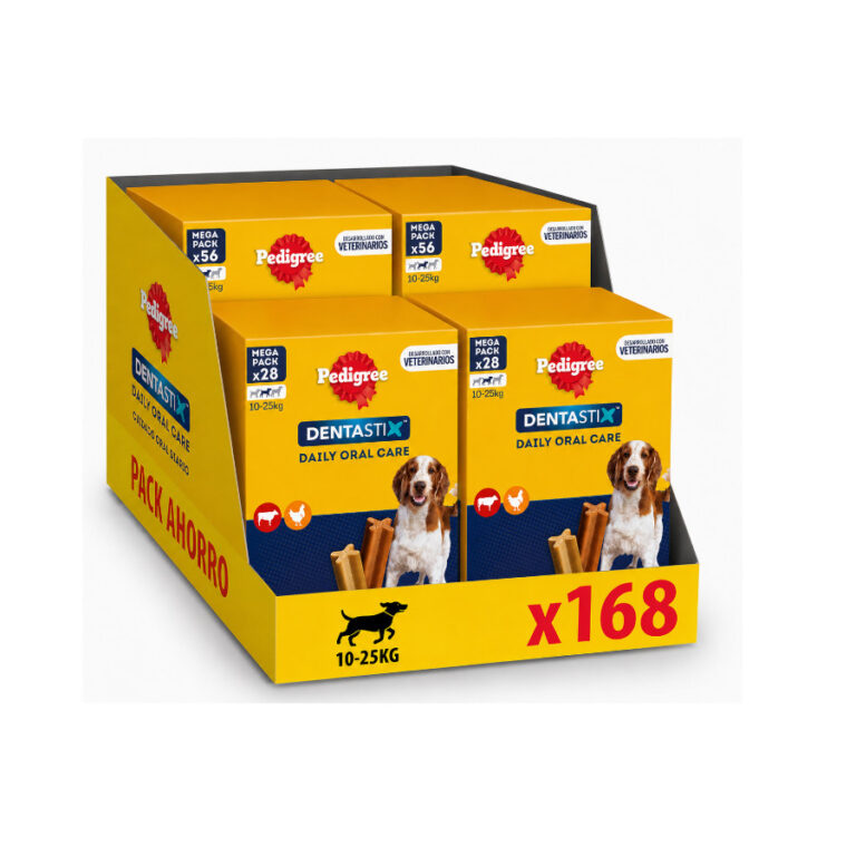 Pedigree 168 barritas Pedigree Dentastix Snacks Dentales para perros medianos ¡Pack ahorro!