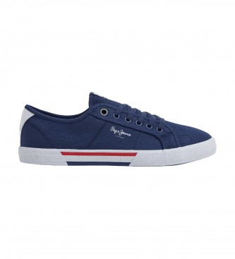 Pepe Jeans para hombre. PMS30816 Zapatillas Básicas Brady marino (44), Tela, Plano, Cordones, Casual, Sostenible