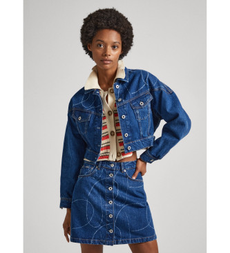 Pepe Jeans para mujer. Cazadora Foxley Logo azul (L), Casual, Algodón, Denim, Manga larga, Sostenible