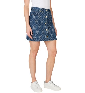 Pepe Jeans para mujer. Falda Mini Hw Jacquard azul (S), Casual, Algodón, Sostenible
