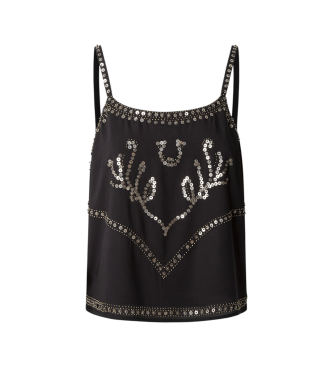 Pepe Jeans para mujer. Top Eartly negro (M), Casual, Algodón, Sin mangas / Tirante